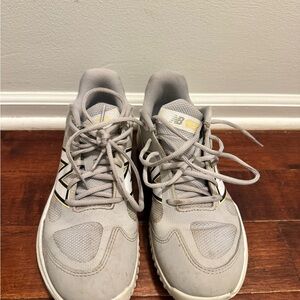 New Balance Light Gray and Yellow Turf Shoes worn only on turf or indoors